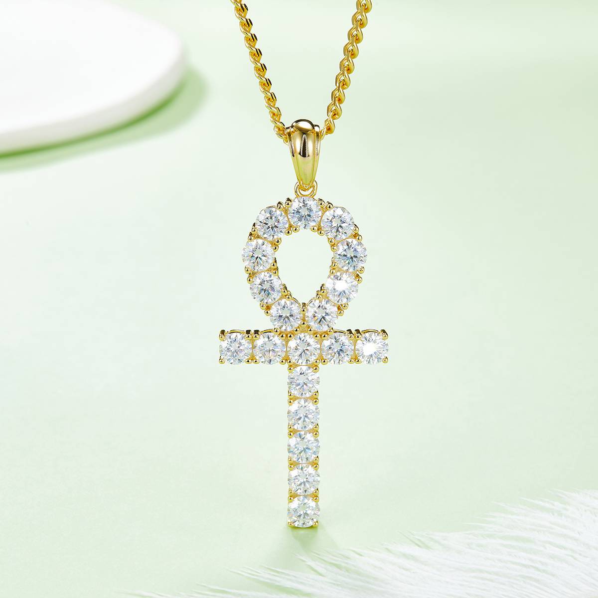 Fashion cross necklace S925 silver pendant Moissanite 5.0mm D-grade